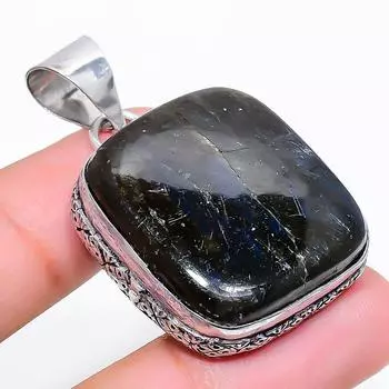 Подвеска из стерлингового серебра 925 пробы с натуральным лабрадоритом ручной работы 1,81 дюйма t7w65