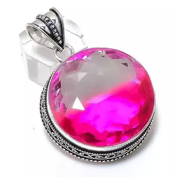 Подвеска из стерлингового серебра 925 пробы с натуральным двухцветным турмалином 2,01 дюйма длиной 6,23 сантиметра