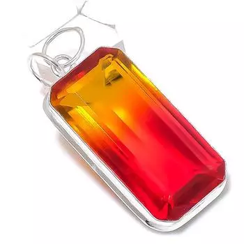 Подвеска из стерлингового серебра 925 пробы с натуральным двухцветным турмалином 2,17 дюйма P1K95