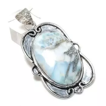 Подвеска из стерлингового серебра 925 пробы с драгоценным камнем ларимар Natural Republic 2,44 дюйма g3a49