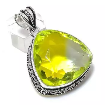 Подвеска из стерлингового серебра 925 пробы с натуральным двухцветным турмалином 1,97 дюйма B1Z13