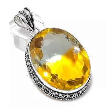 Подвеска из стерлингового серебра 925 пробы с натуральным двухцветным турмалином 2,36 дюйма V7c76