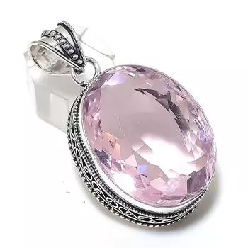 Подвеска из стерлингового серебра 925 пробы с розовым кунцитом, ручная работа, 1,97 дюйма K0c15