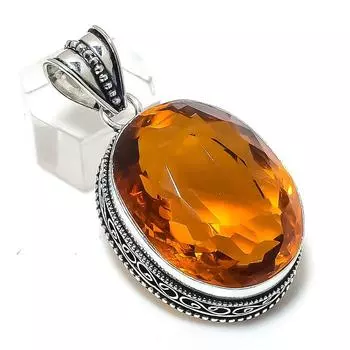 Подвеска из стерлингового серебра 925 пробы с натуральным цитрином, ручная работа, 1,93 дюйма, M1J73