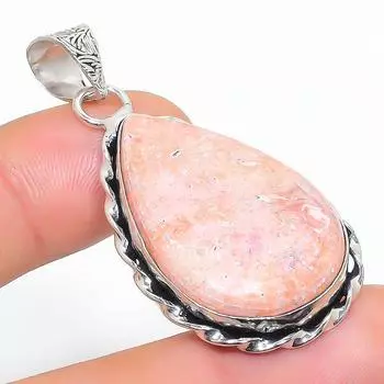 Подвеска из стерлингового серебра 925 пробы с натуральным леопардовым камнем 2,13 дюйма c4Z00