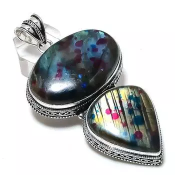 Подвеска из стерлингового серебра 925 пробы с натуральным драгоценным камнем перидот 1,97 дюйма Q4a10