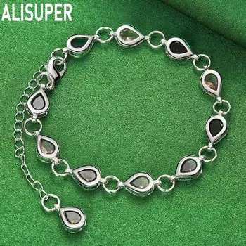 Подвеска из стерлингового серебра 925 пробы с цирконием класса ААА, цветной браслет с цирконием, модные свадебные украшения 20CM