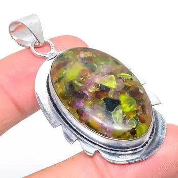 Подвеска из стерлингового серебра 925 пробы с натуральным медным турмалином 2,29 дюйма l0C78