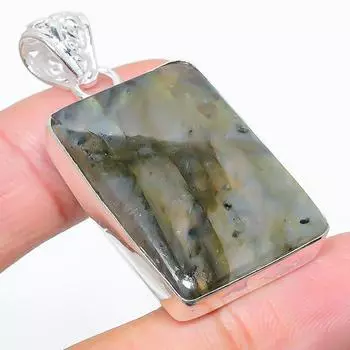 Подвеска из стерлингового серебра 925 пробы с натуральным лабрадоритом ручной работы 1,62 дюйма z8S85