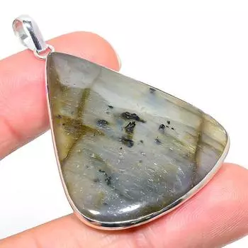 Подвеска из стерлингового серебра 925 пробы с натуральным лабрадоритом ручной работы 2,21 дюйма y3b69