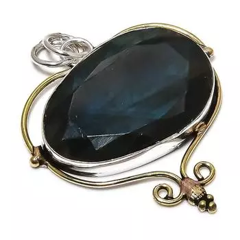 Подвеска из стерлингового серебра 925 пробы с натуральным лабрадоритом, двухцветный 1,93 дюйма l4V37