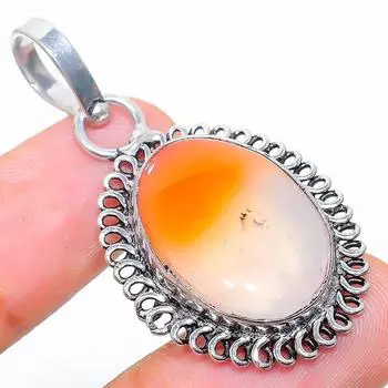 Подвеска из стерлингового серебра 925 пробы с натуральным сердоликом ручной работы 1,77 дюйма w9V44