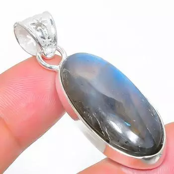 Подвеска из стерлингового серебра 925 пробы с натуральным лабрадоритом ручной работы 1,81 дюйма P4A89
