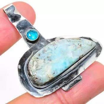 Подвеска из стерлингового серебра 925 пробы с драгоценным камнем Natural Republic Ларимар и топазом 1,97 дюйма e1s32