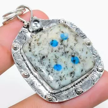 Подвеска из стерлингового серебра 925 пробы с натуральным синим азуритом K2 и белым топазом 2,21 дюйма R3W95