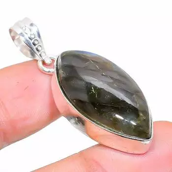 Подвеска из стерлингового серебра 925 пробы с натуральным лабрадоритом ручной работы 1,77 дюйма y1S34