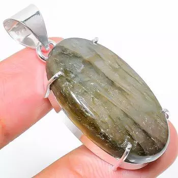 Подвеска из стерлингового серебра 925 пробы с натуральным лабрадоритом ручной работы 1,77 дюйма l8p67