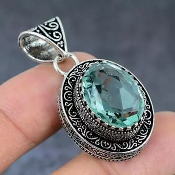Подвеска из стерлингового серебра 925 пробы с натуральным апатитом 1,77 дюйма d4T83