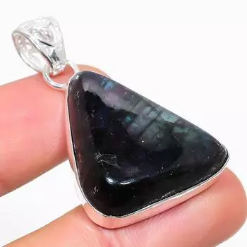 Подвеска из стерлингового серебра 925 пробы с натуральным лабрадоритом ручной работы 1,77 дюйма l6G18