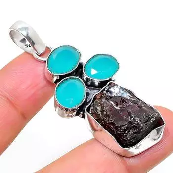 Подвеска из стерлингового серебра 925 пробы с розовым турмалином ручной работы 2,13 дюйма e9J50