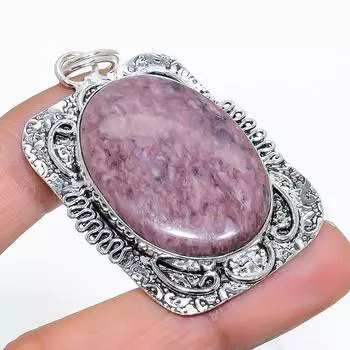 Подвеска из стерлингового серебра 925 пробы с натуральным русским чароитом ручной работы 2,36 дюйма I6s92