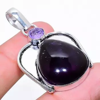 Подвеска из стерлингового серебра 925 пробы с натуральным аметистом и кунцитом 1,97 дюйма Z6B01