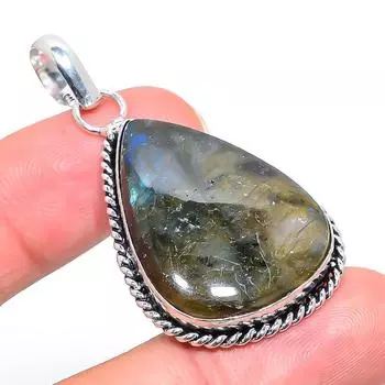 Подвеска из стерлингового серебра 925 пробы с натуральным лабрадоритом ручной работы 2,05 дюйма k8d94