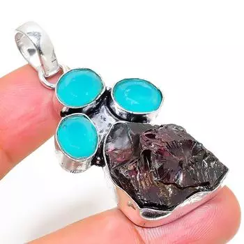 Подвеска из стерлингового серебра 925 пробы с розовым турмалином ручной работы 2,13 дюйма e7e54