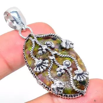 Подвеска из стерлингового серебра 925 пробы с натуральным медным турмалином 2,25 дюйма n3u81