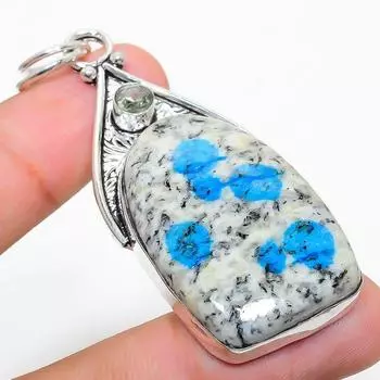 Подвеска из стерлингового серебра 925 пробы с натуральным синим азуритом K2 и цитрином 2,60 дюйма N2K94