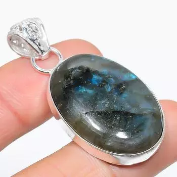 Подвеска из стерлингового серебра 925 пробы с натуральным лабрадоритом ручной работы 1,89 дюйма v2V34