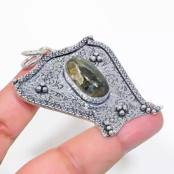 Подвеска из стерлингового серебра 925 пробы с натуральным лабрадоритом 2,40 дюйма e2h98