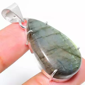 Подвеска из стерлингового серебра 925 пробы с натуральным лабрадоритом ручной работы 1,73 дюйма v1t61