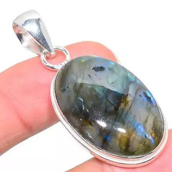 Подвеска из стерлингового серебра 925 пробы с натуральным лабрадоритом ручной работы 2,05 дюйма a0y77
