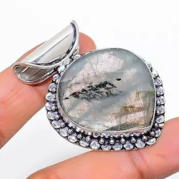 Подвеска из стерлингового серебра 925 пробы с натуральным лабрадоритом ручной работы 1,81 дюйма R3t58