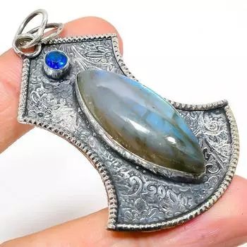 Подвеска из стерлингового серебра 925 пробы с натуральным лабрадоритом и топазом 2,76 дюйма g4K49