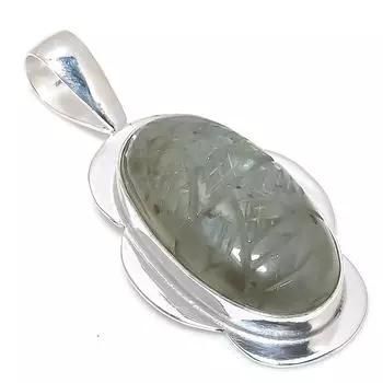 Подвеска из стерлингового серебра 925 пробы с натуральным лабрадоритом ручной работы 2,17 дюйма D7y83