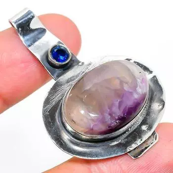 Подвеска из стерлингового серебра 925 пробы с натуральным шалфейным аметистом и топазом 2,01 дюйма A3r50