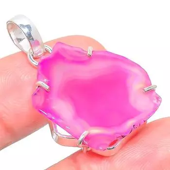 Подвеска из стерлингового серебра 925 пробы с натуральным агатом и жеодой, 1,50 дюйма k5m69