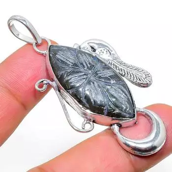 Подвеска из стерлингового серебра 925 пробы с натуральным лабрадоритом ручной работы 2,36 дюйма h1h25