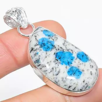 Подвеска из стерлингового серебра 925 пробы с натуральным азуритом K2 ручной работы 2,01 дюйма G9q22