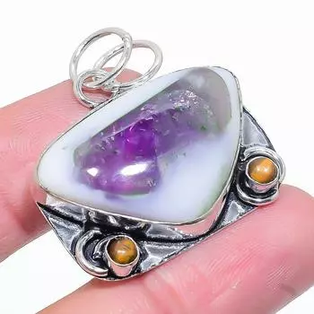 Подвеска из стерлингового серебра 925 пробы с натуральным супераметистом 23 и тигровым глазом 1,50 дюйма P4k63