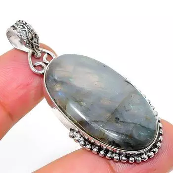 Подвеска из стерлингового серебра 925 пробы с натуральным лабрадоритом ручной работы 2,05 дюйма P2H37