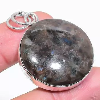 Подвеска из стерлингового серебра 925 пробы с натуральным лабрадоритом ручной работы 1,85 дюйма V3j93