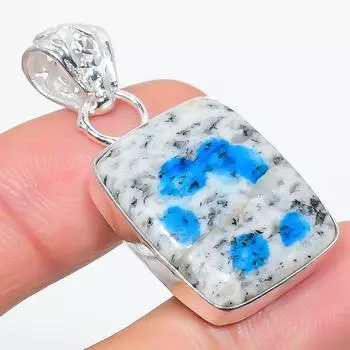 Подвеска из стерлингового серебра 925 пробы с натуральным азуритом K2 ручной работы 1,50 дюйма u5F61