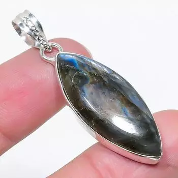 Подвеска из стерлингового серебра 925 пробы с натуральным лабрадоритом ручной работы 1,89 дюйма c1i90