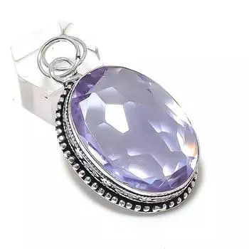 Подвеска из стерлингового серебра 925 пробы с натуральным аметистом 2,09 дюйма Z5K59