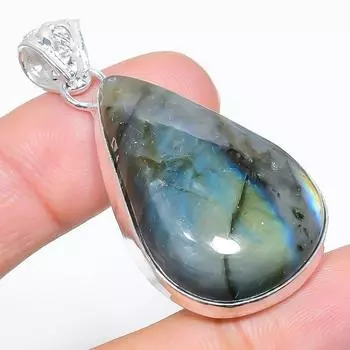 Подвеска из стерлингового серебра 925 пробы с натуральным лабрадоритом ручной работы 2,01 дюйма p7h52