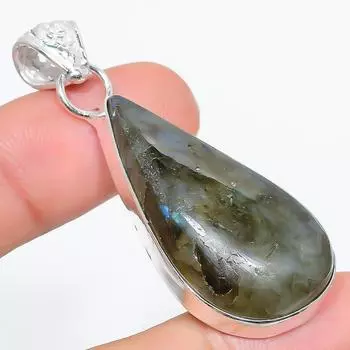 Подвеска из стерлингового серебра 925 пробы с натуральным лабрадоритом ручной работы 2,17 дюйма R5q75
