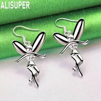 Подвеска из стерлингового серебра 925 пробы с танцующим ангелом и серьгами для пирсинга, модные украшения для свадьбы 1.60*3.30cm